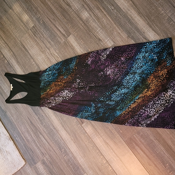 Matty M Dresses & Skirts - Matty M Black Multi Color Silk Maxi Dress Medium